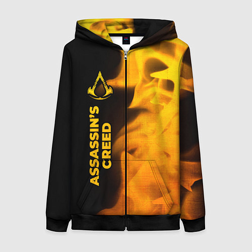 Женская толстовка на молнии Assassins Creed - gold gradient: по-вертикали / 3D-Черный – фото 1