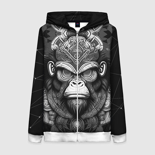 Женская толстовка на молнии Кинг Конг король обезьян на фоне созвездия / 3D-Белый – фото 1