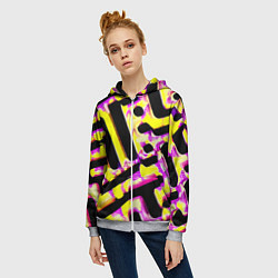 Толстовка на молнии женская Абстракция - лабиринт, цвет: 3D-меланж — фото 2