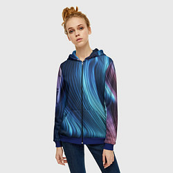 Толстовка на молнии женская Трехмерные волны, цвет: 3D-синий — фото 2