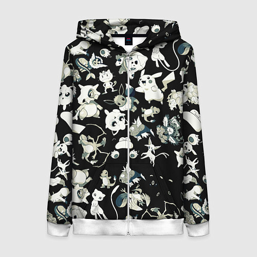 Женская толстовка на молнии Пикачу и сборник аниме покемонов / 3D-Белый – фото 1