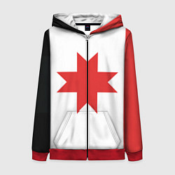 Толстовка на молнии женская Флаг Удмуртии, цвет: 3D-красный