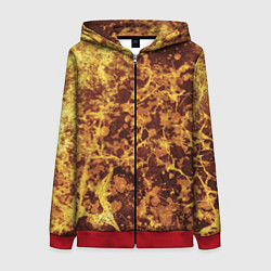 Толстовка на молнии женская Абстракция - желтый антрацит, цвет: 3D-красный