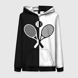 Женская толстовка на молнии Теннис - чёрно белое