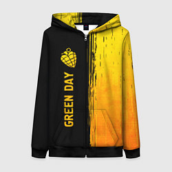 Толстовка на молнии женская Green Day - gold gradient по-вертикали, цвет: 3D-черный