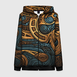 Толстовка на молнии женская Паттерн в викингском стиле, цвет: 3D-черный