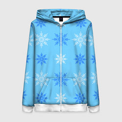 Толстовка на молнии женская Геометрия снежинок, цвет: 3D-белый