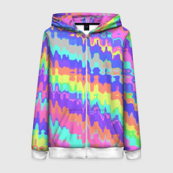 Толстовка на молнии женская Искаженные разноцветные полосы, цвет: 3D-белый