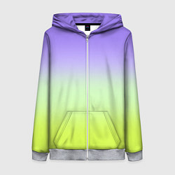 Женская толстовка на молнии Фиолетовый мятный и желто-зеленый градиент
