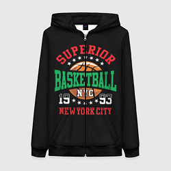 Толстовка на молнии женская Superior basketball, цвет: 3D-черный