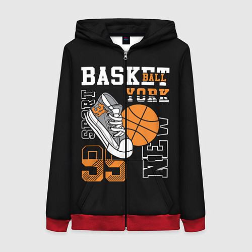 Женская толстовка на молнии Basketball New York / 3D-Красный – фото 1