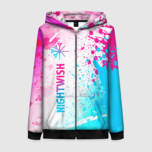 Женская толстовка на молнии Nightwish neon gradient style по-вертикали / 3D-Черный – фото 1