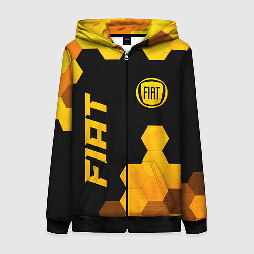 Женская толстовка на молнии Fiat - gold gradient вертикально / 3D-Черный – фото 1