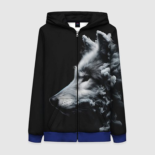 Женская толстовка на молнии Дымный волк / 3D-Синий – фото 1