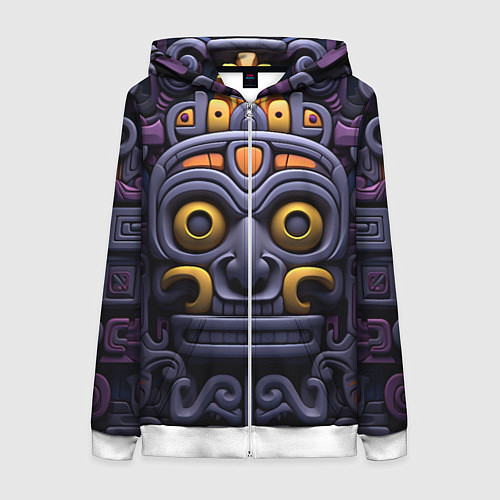 Женская толстовка на молнии Орнамент в стиле ацтеков / 3D-Белый – фото 1