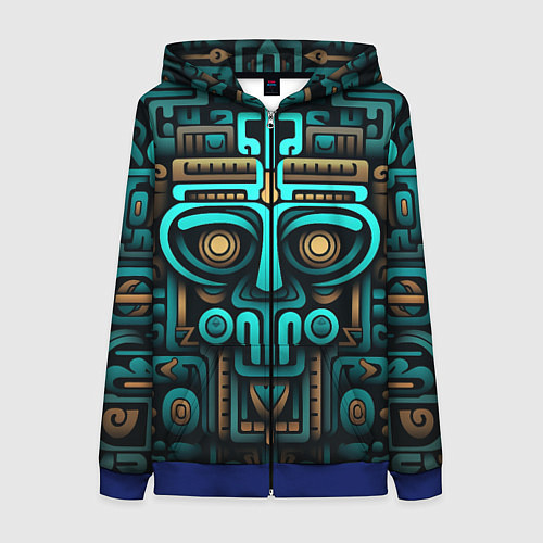 Женская толстовка на молнии Орнамент в ацтекском стиле / 3D-Синий – фото 1