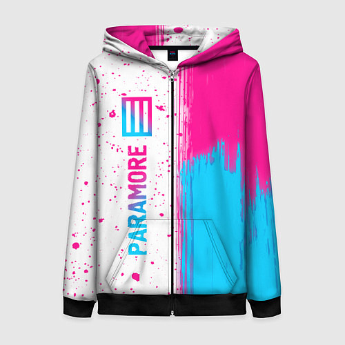 Женская толстовка на молнии Paramore neon gradient style по-вертикали / 3D-Черный – фото 1