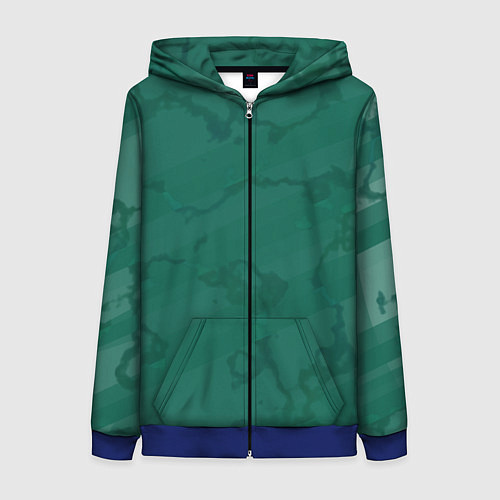 Женская толстовка на молнии Серо-зеленые разводы / 3D-Синий – фото 1