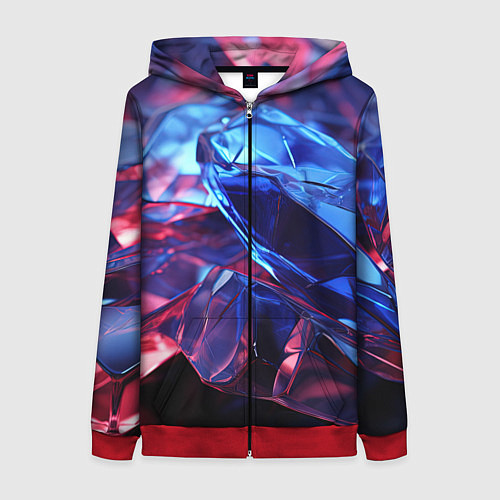 Женская толстовка на молнии Синие алмазы / 3D-Красный – фото 1