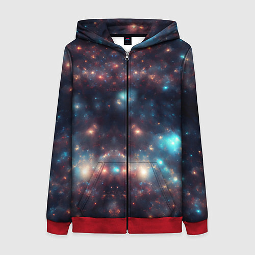 Женская толстовка на молнии Космический простор / 3D-Красный – фото 1