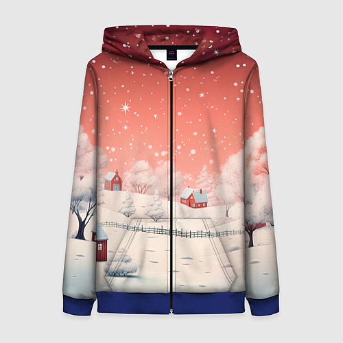 Женская толстовка на молнии Волшебство новогодней ночи / 3D-Синий – фото 1