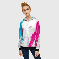 Толстовка на молнии женская Need for Speed neon gradient style вертикально, цвет: 3D-черный — фото 2