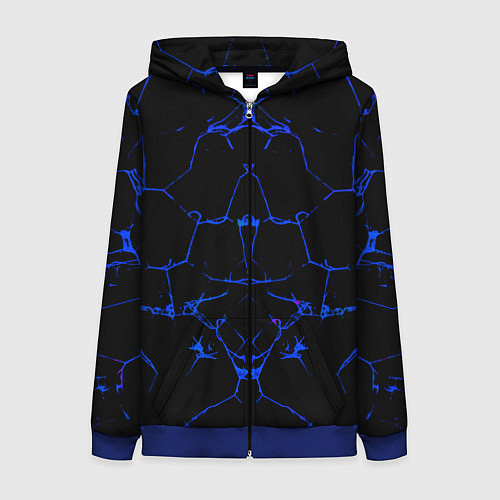 Женская толстовка на молнии Синие трещины узоры / 3D-Синий – фото 1