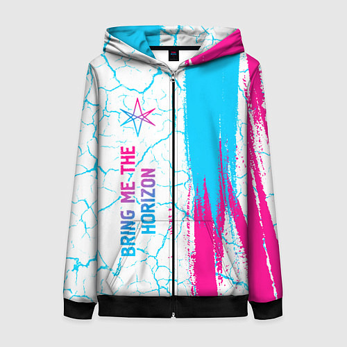 Женская толстовка на молнии Bring Me the Horizon neon gradient style по-вертик / 3D-Черный – фото 1