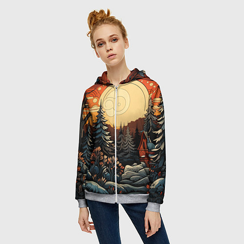 Женская толстовка на молнии Волшебная роспись / 3D-Меланж – фото 3