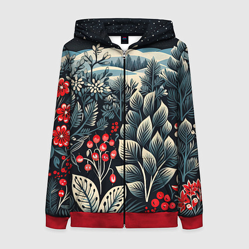 Женская толстовка на молнии Хрустальные рисунки / 3D-Красный – фото 1