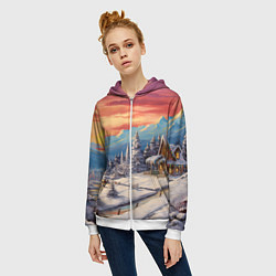 Толстовка на молнии женская Северное сияние веселья, цвет: 3D-белый — фото 2