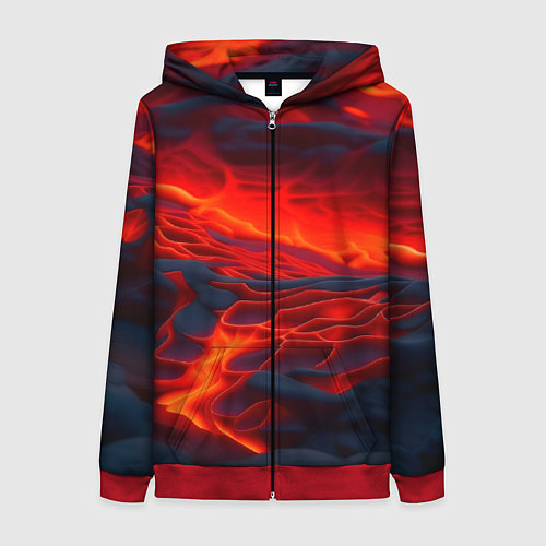Женская толстовка на молнии Текущая магма / 3D-Красный – фото 1