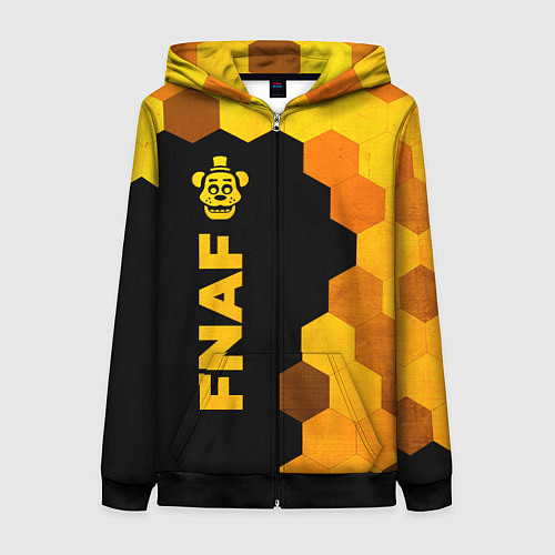 Женская толстовка на молнии FNAF - gold gradient по-вертикали / 3D-Черный – фото 1