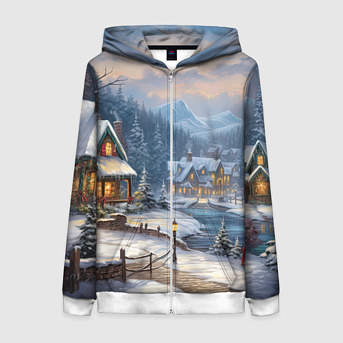 Женская толстовка на молнии Оазис тепла и уюта в холодном зимнем мире / 3D-Белый – фото 1