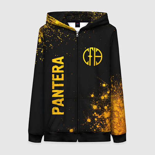 Женская толстовка на молнии Pantera - gold gradient вертикально / 3D-Черный – фото 1