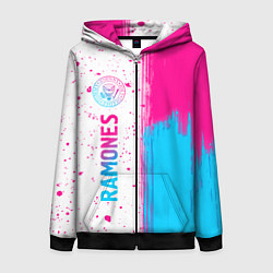 Женская толстовка на молнии Ramones neon gradient style по-вертикали