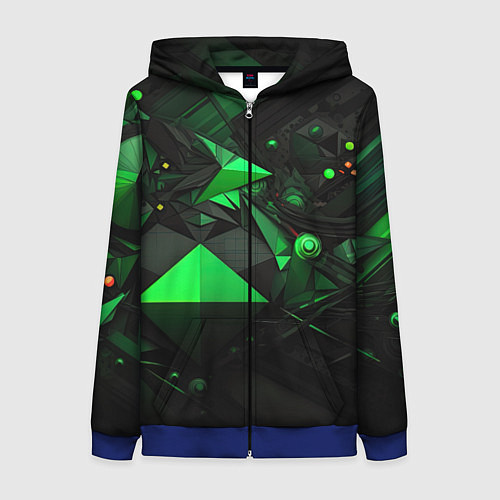 Женская толстовка на молнии Абстрактный лабиринт зелени / 3D-Синий – фото 1