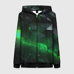 Женская толстовка на молнии Асимметрия зеленого узора