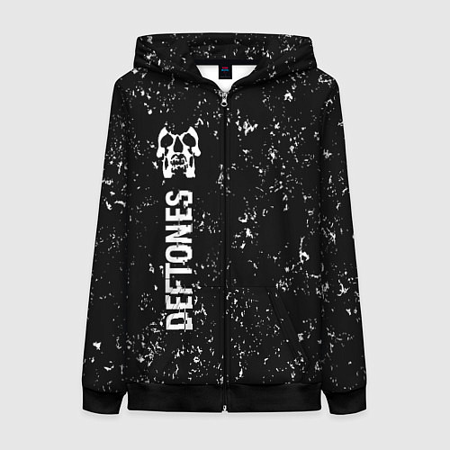 Женская толстовка на молнии Deftones glitch на темном фоне по-вертикали / 3D-Черный – фото 1