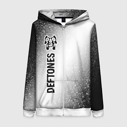 Женская толстовка на молнии Deftones glitch на светлом фоне по-вертикали