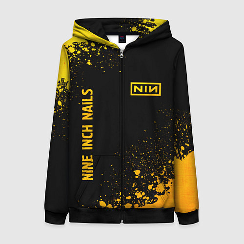 Женская толстовка на молнии Nine Inch Nails - gold gradient вертикально / 3D-Черный – фото 1