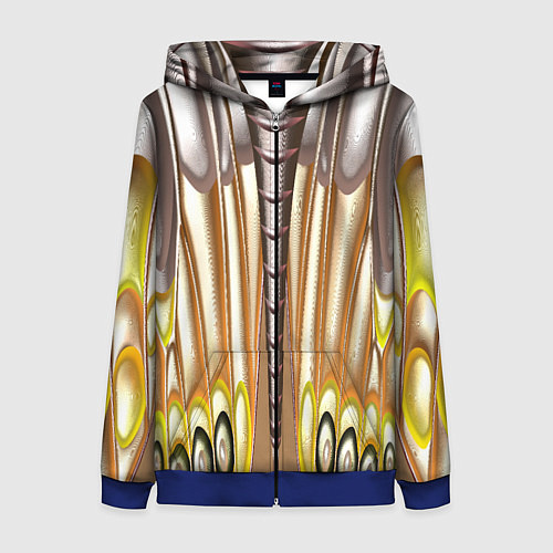 Женская толстовка на молнии Абстрактный рисунок по мотивам крыла бабочки / 3D-Синий – фото 1