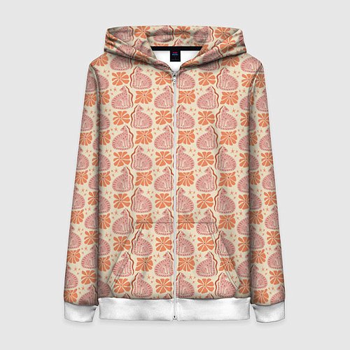 Женская толстовка на молнии Тигрица со змейкой / 3D-Белый – фото 1