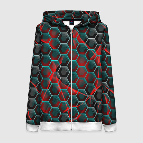 Женская толстовка на молнии Нано шестиугольник / 3D-Белый – фото 1