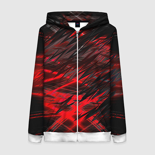 Женская толстовка на молнии Черно красные текстуры / 3D-Белый – фото 1