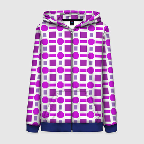 Женская толстовка на молнии Фиолетовые кирпичики и белые полосы / 3D-Синий – фото 1