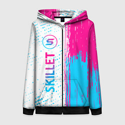 Толстовка на молнии женская Skillet neon gradient style по-вертикали, цвет: 3D-черный