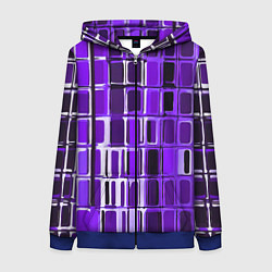 Толстовка на молнии женская Фиолетовые прямоугольники, цвет: 3D-синий
