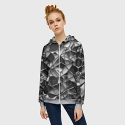 Толстовка на молнии женская Чёрно-белая сетка, цвет: 3D-меланж — фото 2