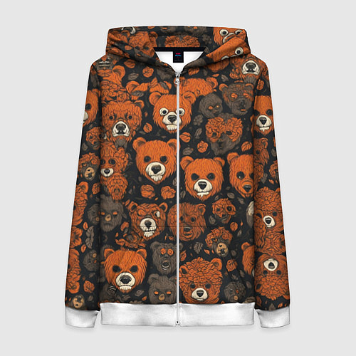 Женская толстовка на молнии Мишки сердитые / 3D-Белый – фото 1